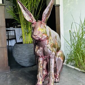 Alice, rose gold chromed brass rabbit sculpture by Bruno Tanquerel, 2023 edition